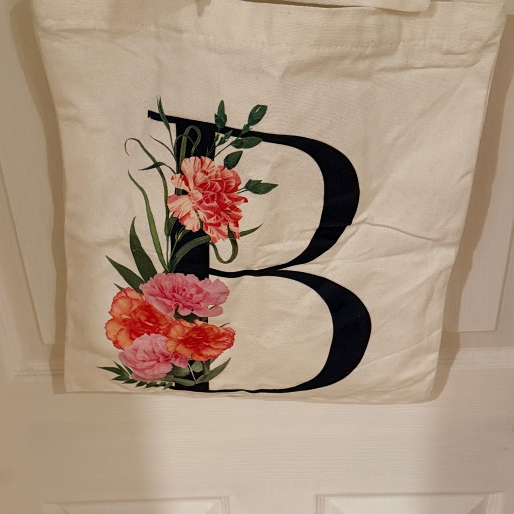 Floral Initial Tote and Pouch Set - Picture 2 of 6